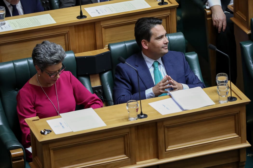 Simon Bridges listens to answers in the House