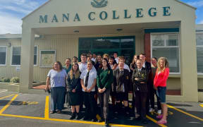 Some of the students, parents and teachers who have been fundraising for Mana College’s trip to Europe next year.