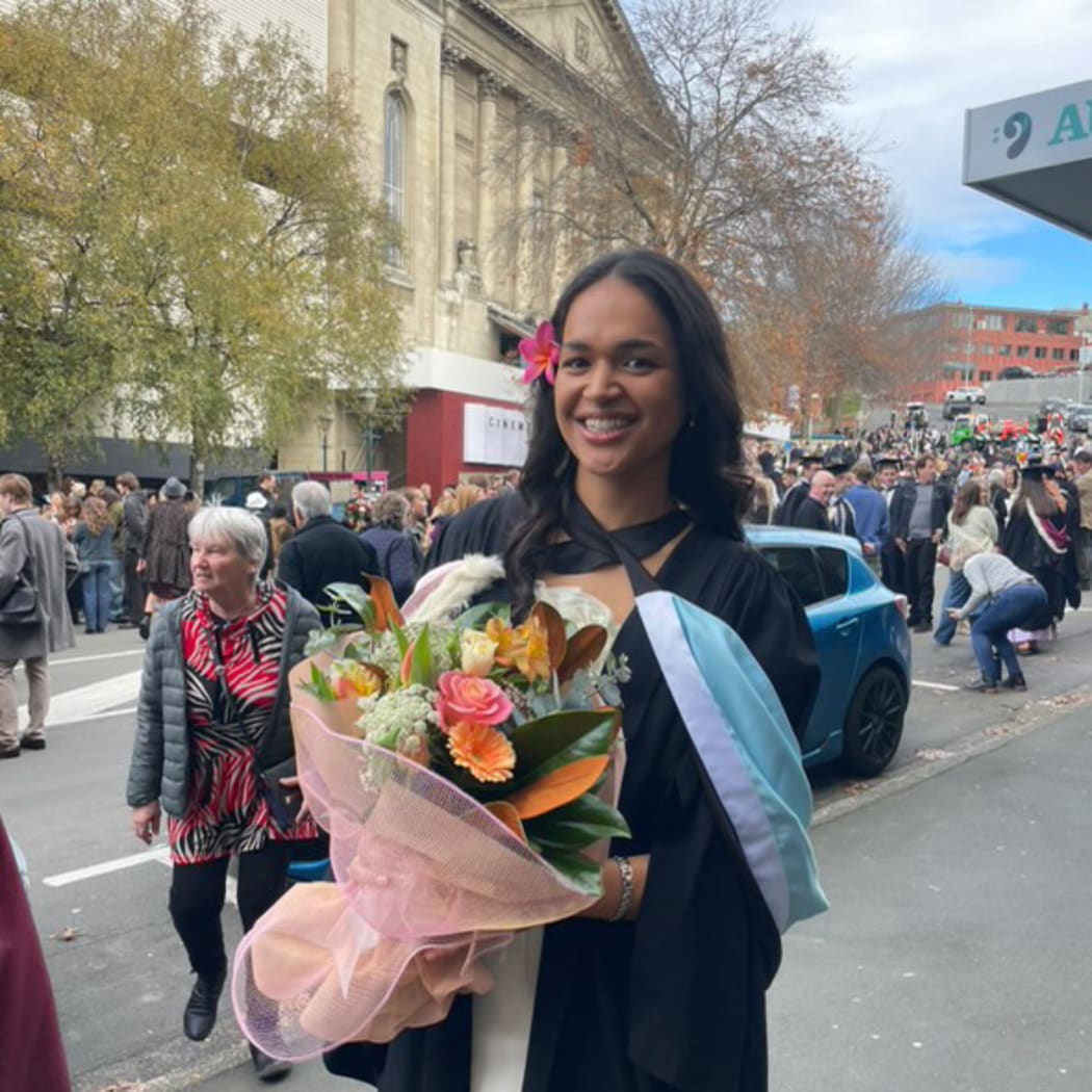 Josephine Ripley, who has graduated with First Class Honours in Law, alongside a Pacific Studies degree.