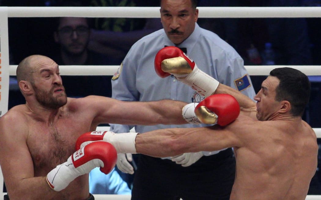 Tyson Fury on his way to beating Vladimir Klitchko.