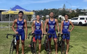The Samoa Triathlon team in Hawkes Bay. Photo: Triathlon Samoa