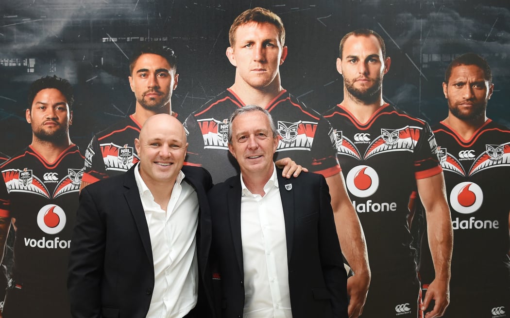 Outgoing Warriors head coach Andrew McFadden and Warriors CEO Jim Doyle.