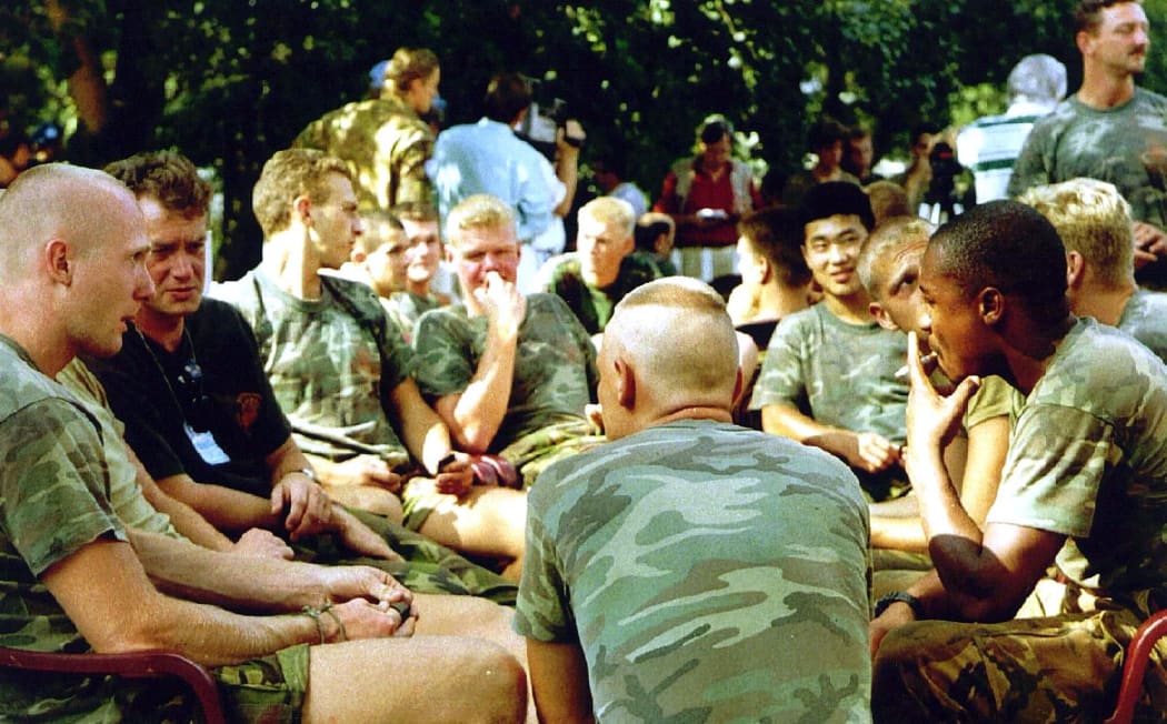 Dutch soldiers stationed at Potocari in Bosnia in 1995.