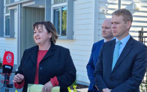 Prime Minister Chris Hipkins and Housing Minister Mehan Woods at Kainga Ora homes in Christchurch.