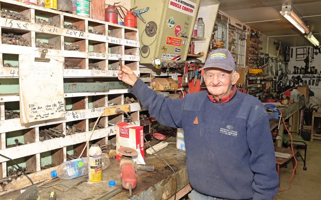 Branson Road resident Jim Cowan is a keen collector who has barely a spot of bare wall space in his Waipaoa shed.