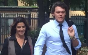 Lou Vincent arriving at court today with wife Susie.