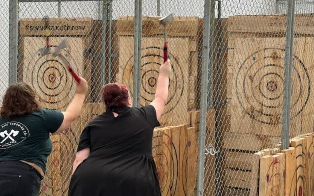 Sarah Hilyard (left) and Michelle Mitchell in action.