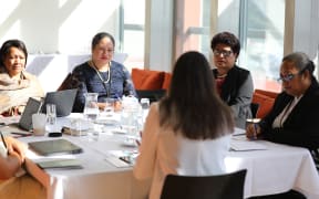 From left to right: Niue MP Mona Ainuu, Tonga MP Akosita Havili Lavulavu, Fiji MP Salote Radrodro, and Tonga MP Losaline Ma'asi.