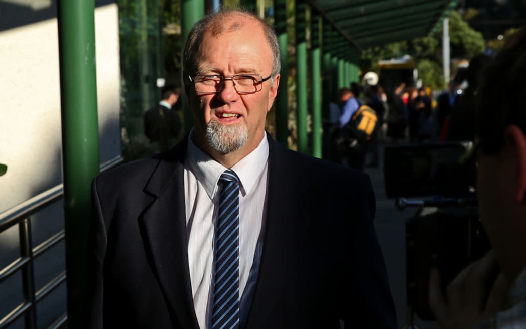 Mark Lundy leaving the High Court as the jury deliberate the verdict.