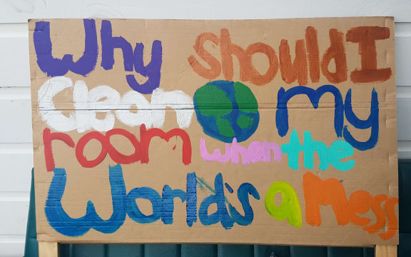 Protest sign for today's school strike for climate change
