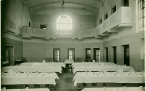 Massey University Refectory dining hall in the 1930s