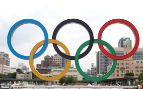 Olympic rings, Yokohama, Japan.