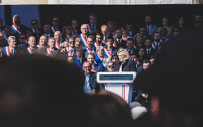 France, Paris, 2025-04-06. Photograph by Carine Schmitt / Hans Lucas. Popular rally in support of Marine Le Pen following her first-instance sentence of ineligibility, Place Vauban, Paris 7.
France, Paris, 2025-04-06. Photographie de Carine Schmitt / Hans Lucas. Rassemblement populaire en soutien a Marine Le Pen suite a sa peine d ineligiblite en premiere instance, place vauban a Paris 7. (Photo by Carine Schmitt / Hans Lucas / Hans Lucas via AFP)