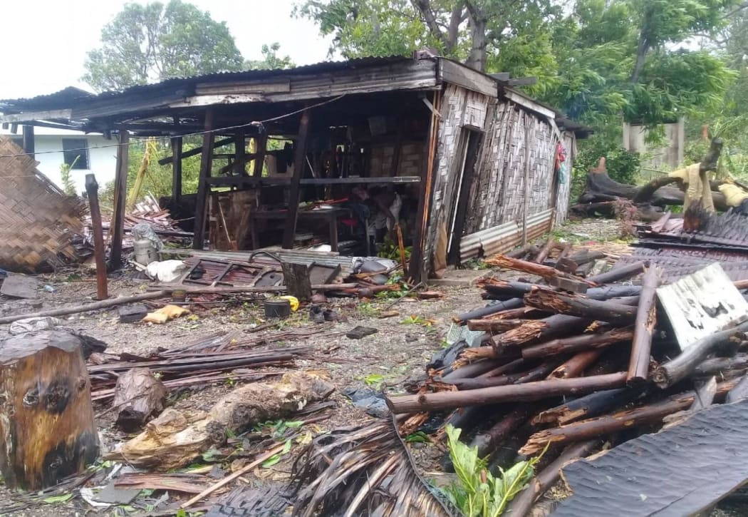 A destroyed building in the Norsup area.