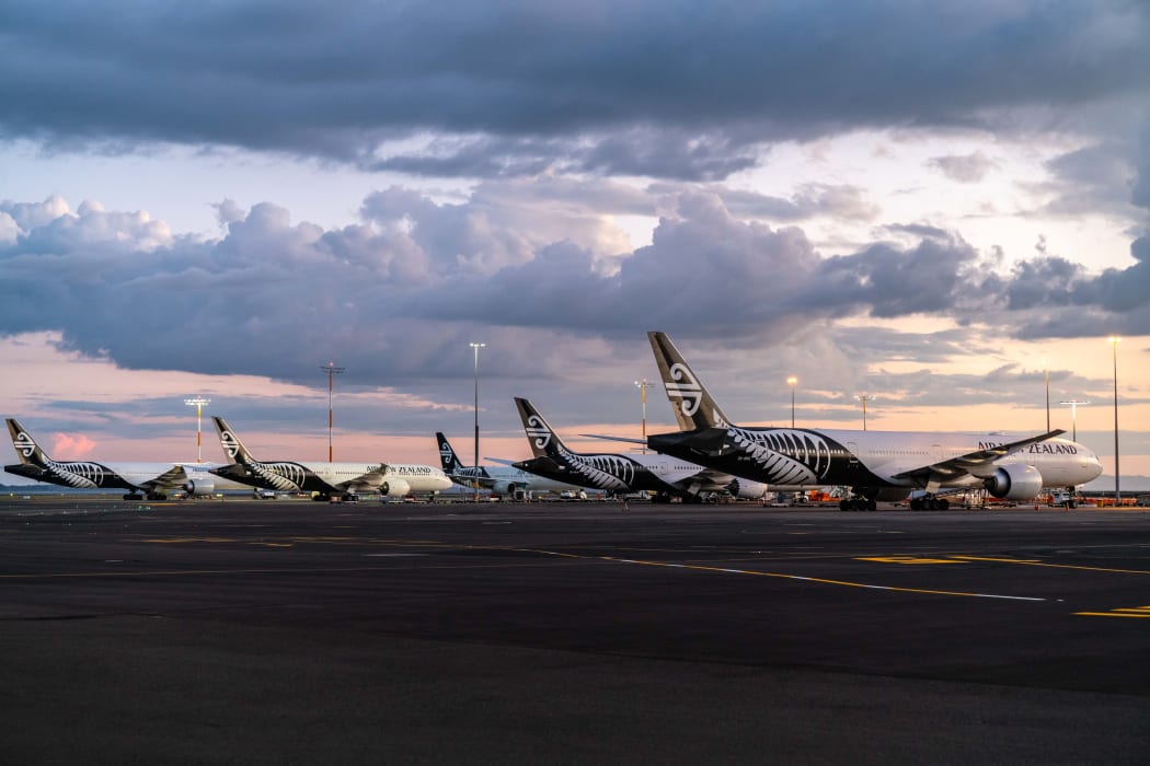Air New Zealand planes parked up at Auckland Airport two during the Covid-19 pandemic.