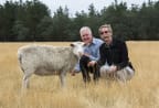 Sharon the sheep with scientists.
