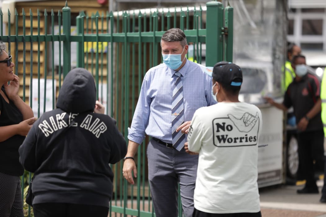 Security ramps up ahead of Covid-19 testing at Papatoetoe High School on 23 February.