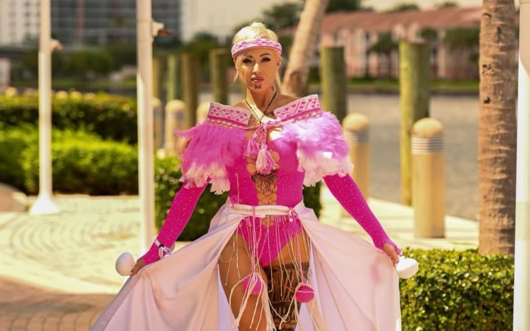Vannessa Savage-Taranaki in her cultural outfit.