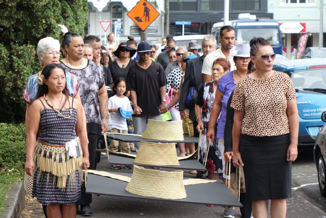 The Walk For Peace on 5 February 2016 in New Plymouth, following the footsteps of prisoners taken during the sacking of Parihaka in 1881.