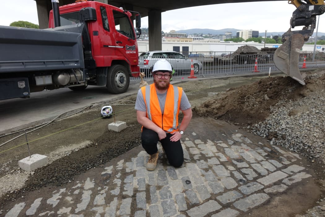 Archaeologist Braden McLean says the bluestone paving is an exciting find