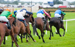 Stock image of horse racing