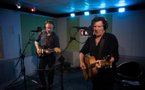 Delaney Davidson and Barry Saunders at RNZ Auckland
