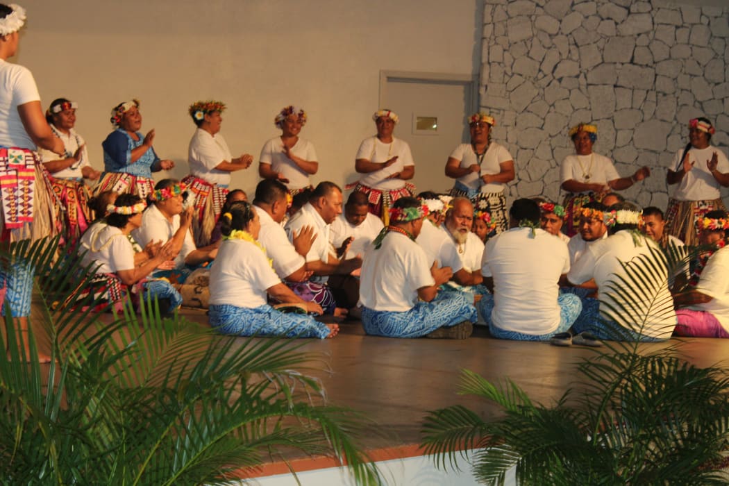Performers from the Tuvalu Society of American Samoa performing traditional Tuvalu dances and songs.