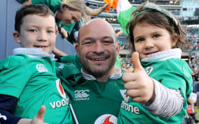 The Ireland captain Rory Best and his children.