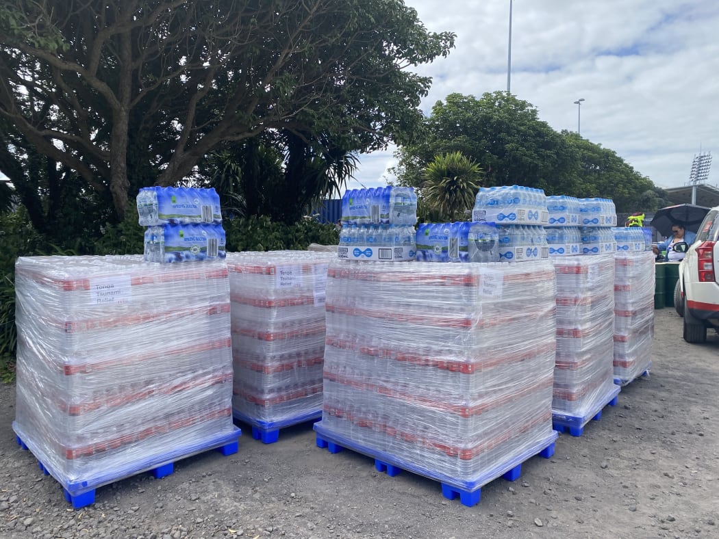 The Aotearoa Tonga Relief Committee is coordinating shipping containers at Auckland's Mt Smart Stadium to be filled with donations, including emergency supplies from family in New Zealand to relatives in Tonga.