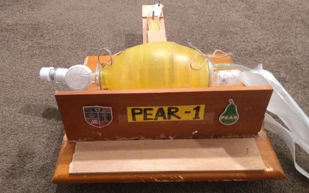 The first ventilator prototype created by the group of students from St John's College in Hastings.