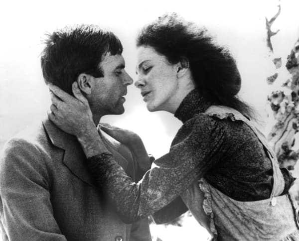Actor Sam Neill and actress Judy Davis on set of the Analysis Film movie "My Brilliant Career" in 1979. (Photo by Michael Ochs Archives/Getty Images)