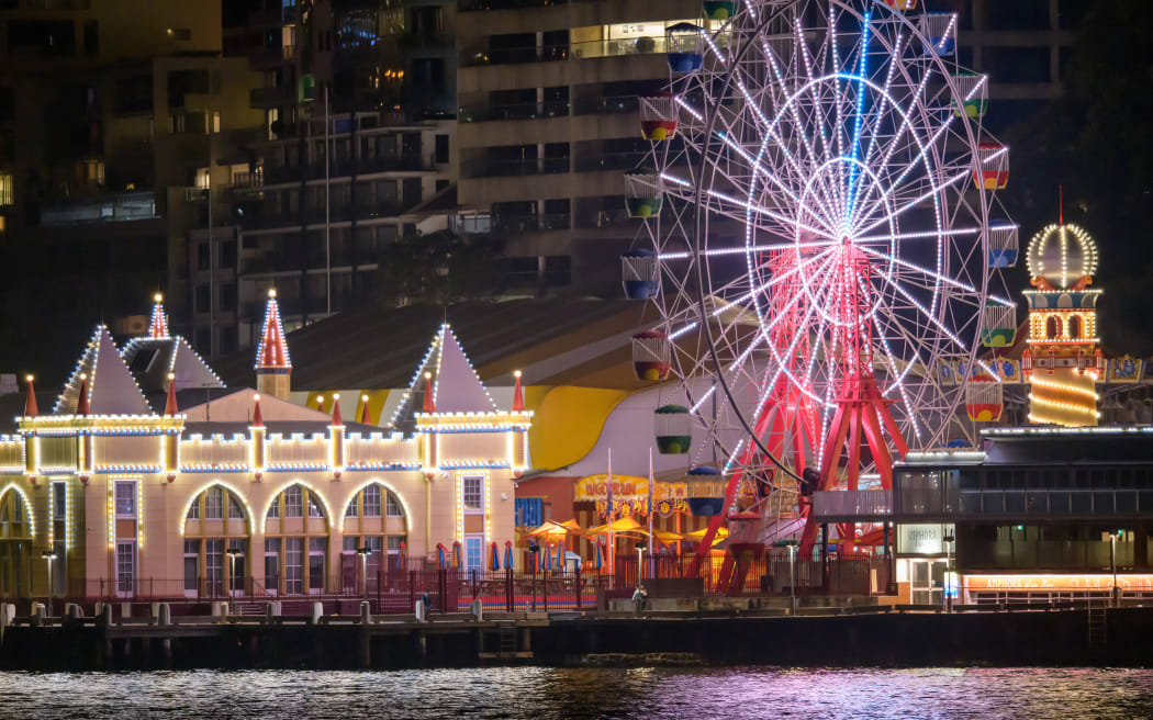 Night view of Iconic Luna park in Sydney on July 24, 2020 in Sydney, Australia.  (Photo by Izhar Khan/NurPhoto) (Photo by Izhar Khan / NurPhoto / NurPhoto via AFP)
