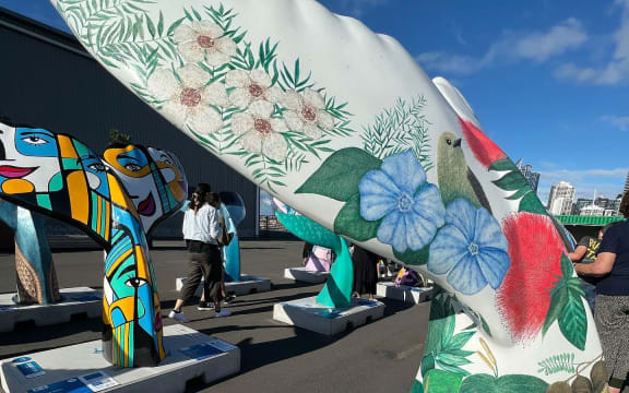 The Whale Tales installation in Auckland.