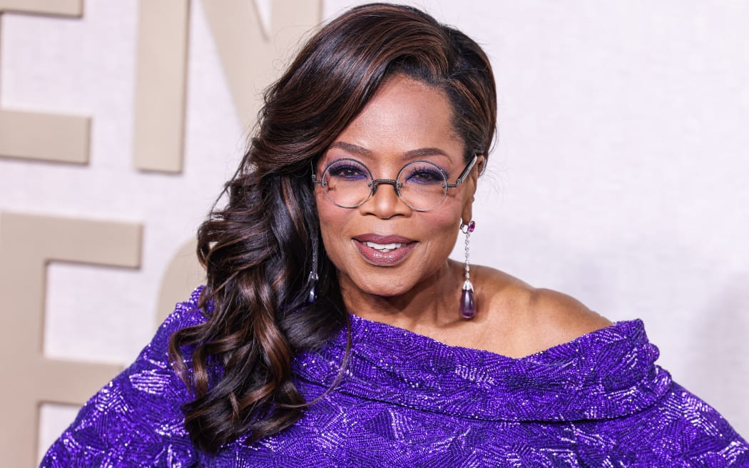 Oprah Winfrey wearing a Louis Vuitton dress, Manolo Blahnik shoes, and Chopard jewels arrives at the 81st Annual Golden Globe Awards held at The Beverly Hilton Hotel on 7 January, 2024 in Beverly Hills, Los Angeles, California, United States.