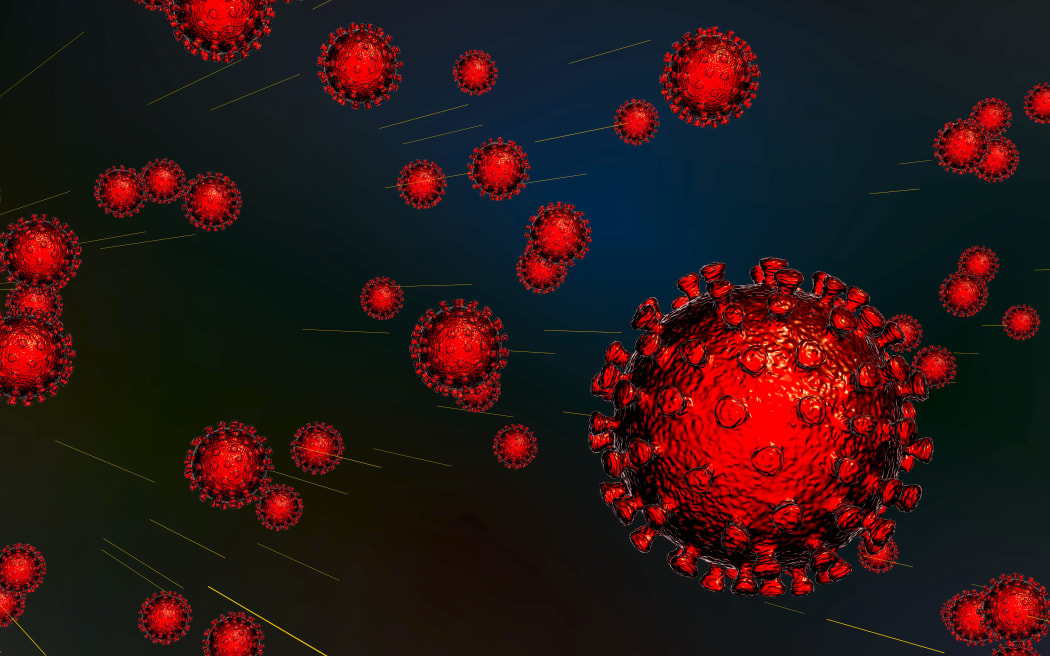 Covid-19 coronavirus particles, illustration. SARS-CoV-2 coronavirus (previously 2019-nCoV) was first identified in Wuhan, China, in December 2019. It is an enveloped RNA (ribonucleic acid) virus. SARS-CoV-2 causes the respiratory infection Covid-19, which can lead to fatal pneumonia.