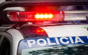 Police car with flash lights and signals