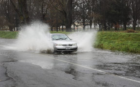 Avonside Drive, Christchurch after heavy rain on 12 July 2022.