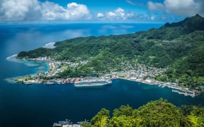 Pago Pago, American Samoa, hill view over the Island.