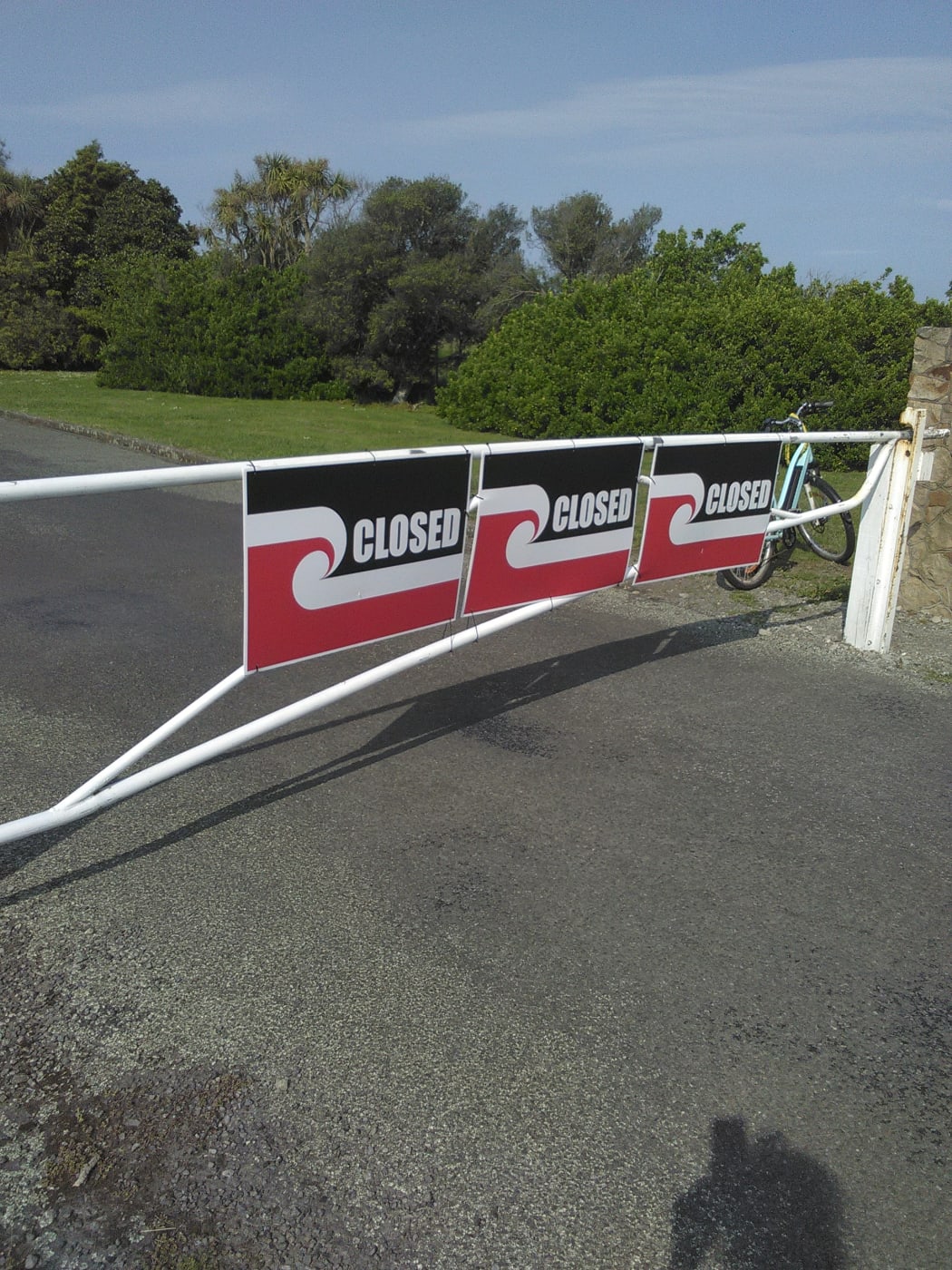 The gates at Lake Horowhenua, which has been locked shut in an activist's protest.