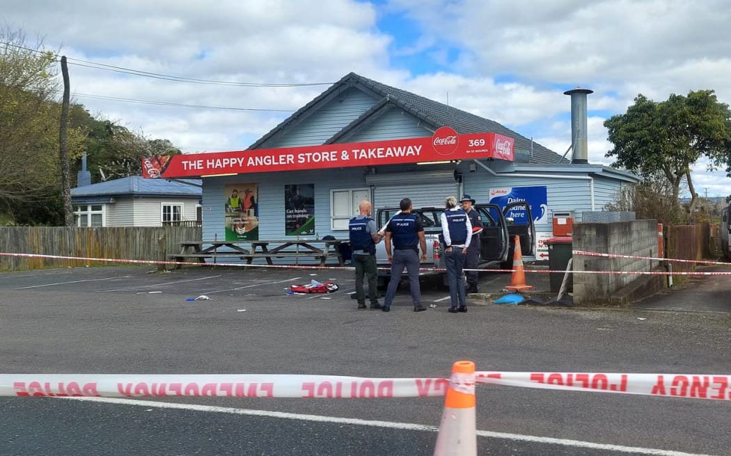 A police cordon was put in place around The Happy Angler Store & Takeaway.