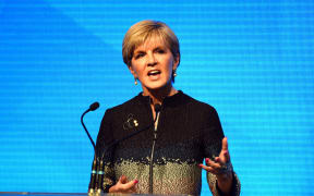 Australian foreign minister and Liberal Party deputy leader Julie Bishop speaking at the Coalition launch in Sydney.