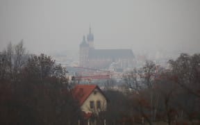 A view over the city of Krakow, Poland during heavy smog