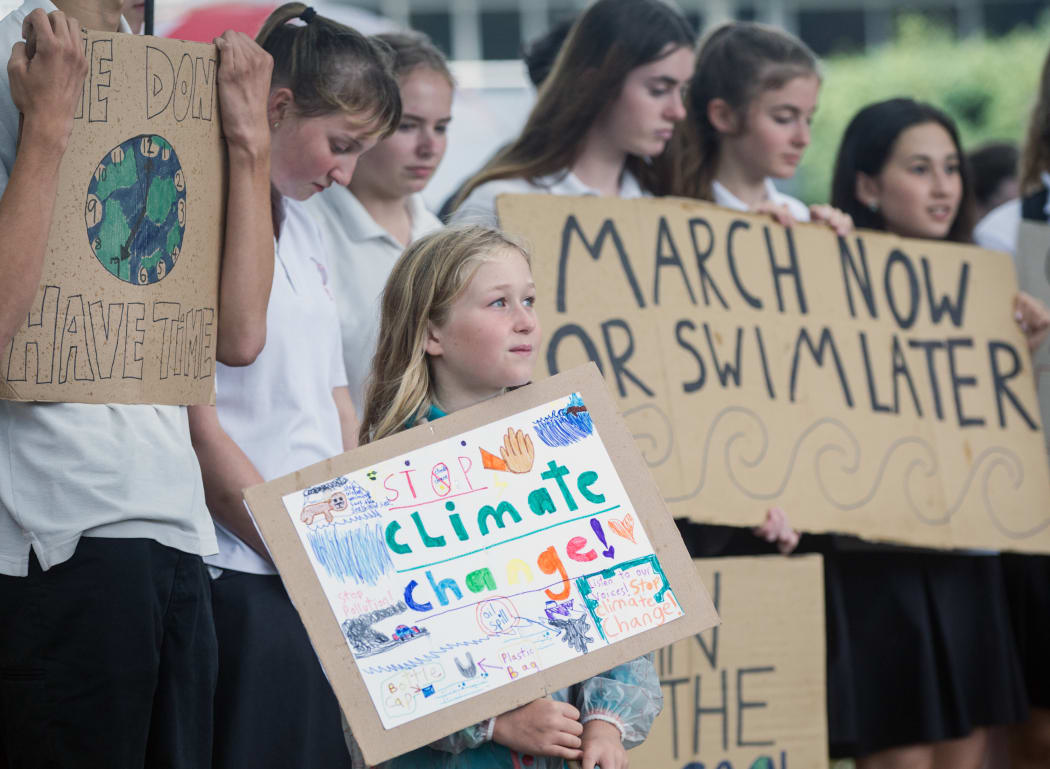 Amelia Foote-Webb, 9, Malfroy School. 
Student strike for climate change. 15 March 2019 Daily Post photograph by Stephen Parker