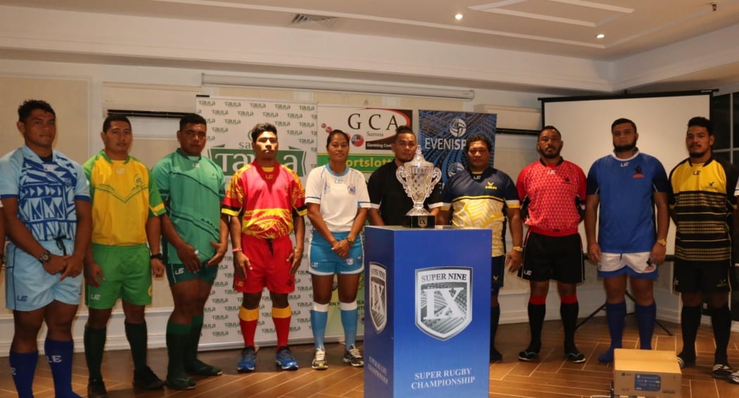 Representatives of the new franchises competing in Samoa's "Super 9" domestic competition.