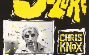 The album cover for Seixure by Chris Knox shows his name, a black and white portrait and the word 'Seizure' written in big yellow wonky letters.