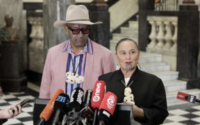 Te Pāti Māori co-leaders Rawiri Waititi, Debbie Ngarewa-Packer hold a press conference after refusing to attend a Privileges Committee hearing.