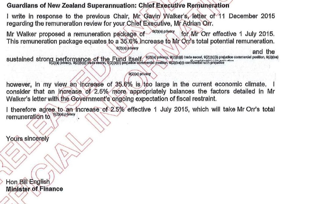 A document released under the Official Information Act which shows then Finance Minister Bill English opposing the increase.