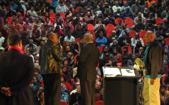Rear Admiral Frank Bainimarama fields a question from an audience-member.