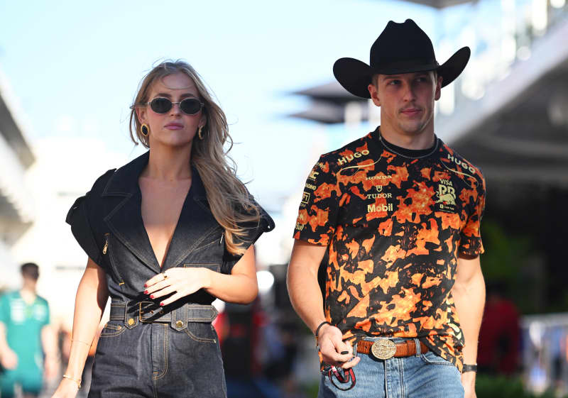 Liam Lawson channeled American cowboy style when he arrived at the paddock with his girlfriend Hannah St. John ahead of the F1 Grand Prix in Austin, Texas.
