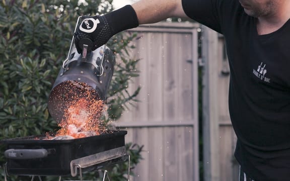 BBQ champion Dean Davis preparing to cook.
